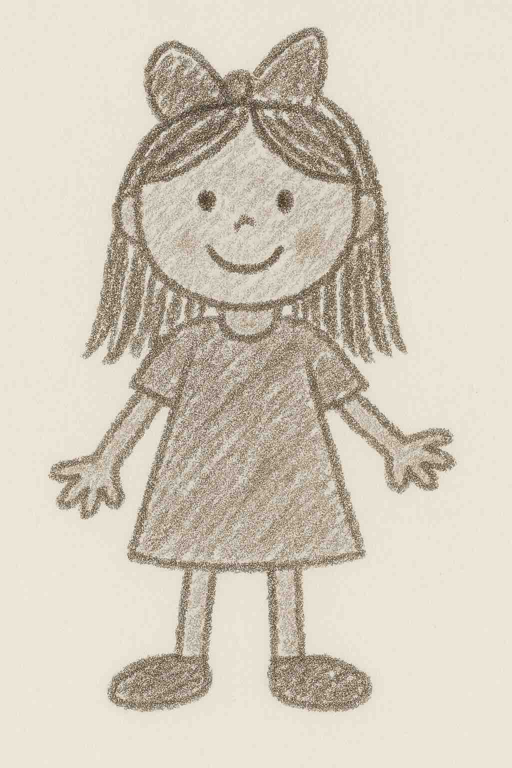 A drawing of a girl with long hair.