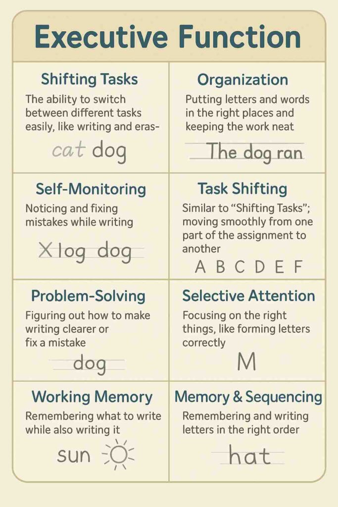 Chart illustrating executive function skills.