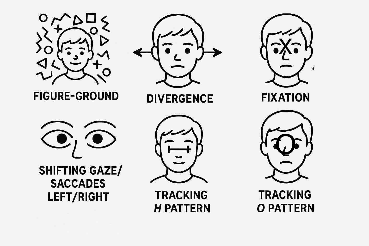 A series of different faces with various expressions.