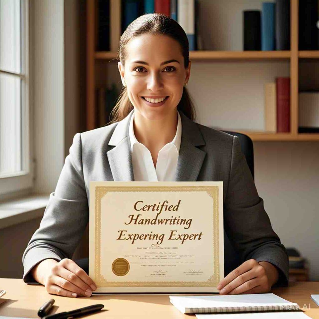 A woman holding up an award certificate in front of her face.